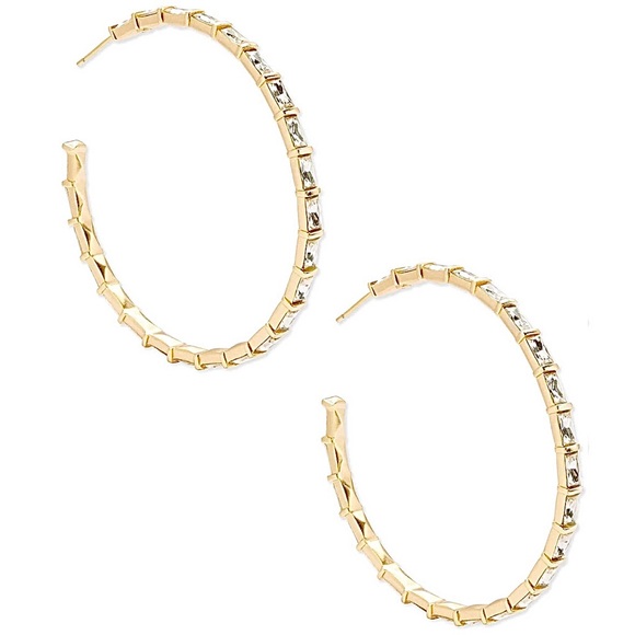 Kendra Scott Jewelry - Kendra Scott Thora Large Hoop Gold Crystal Baguette Earrings